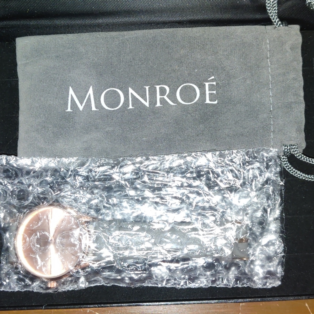 Monroe Rose Gold Leather Gray Watch. (NWOT)